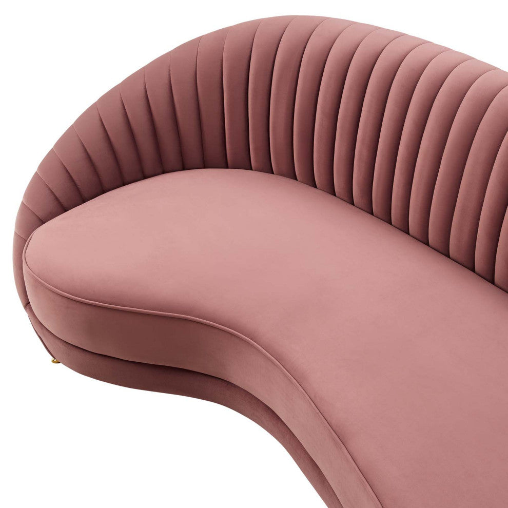 Tufted Sofa, Velvet, Pink, Modern, Living Lounge Room Hotel Lobby Hospitality