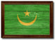 Mauritania Country Textured Flag Print With Brown Gold Frame, 19"X27"