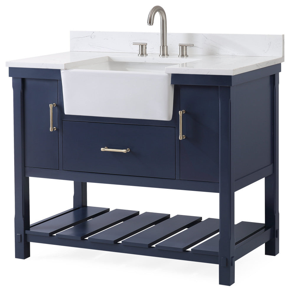 42" Kendia Navy Blue Farmhouse Sink Bathroom Vanity FW-7042-NB42