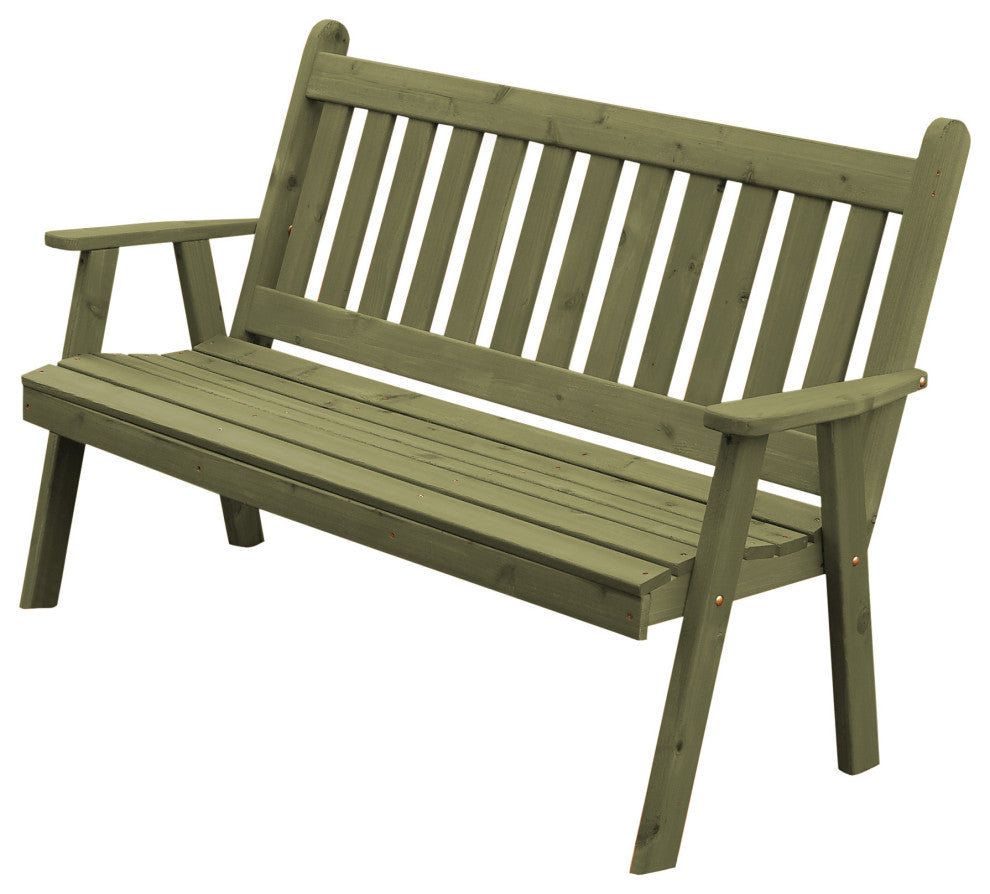 Cedar Traditional English Bench, Linden Leaf Stain, 6 Foot