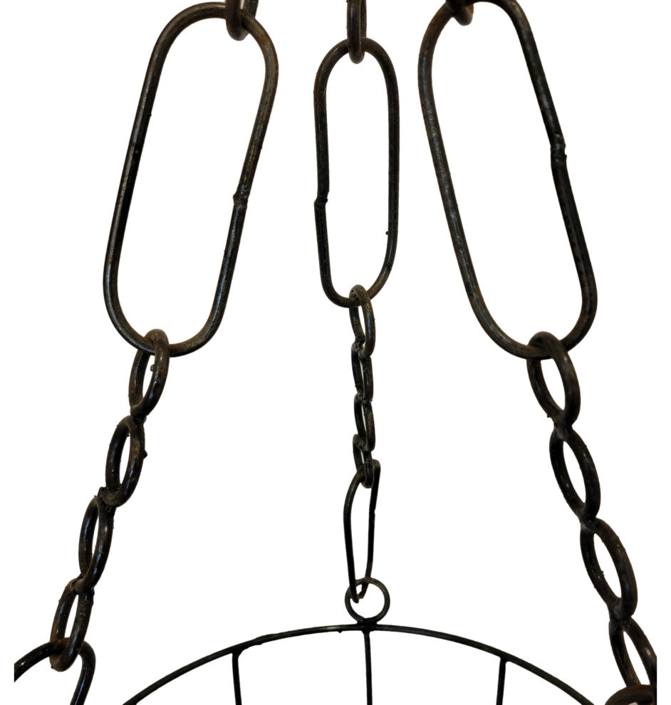 Classic Round Wrought Iron Hanging Basket Planter 14" Vintage Style