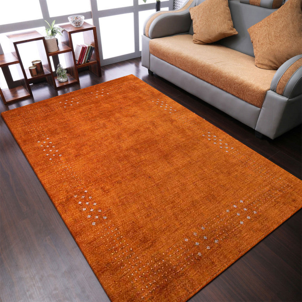 HAND KNOTTED LOOM SILK ECO-FRIENDLY AREA RUGS-Rectangle,Brown,Contemporary, [Rectangle] 9'x12'