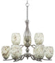 Revo 9 Light Chandelier Shown In Aged Silver Finish With 5" Natural Fusion Glass