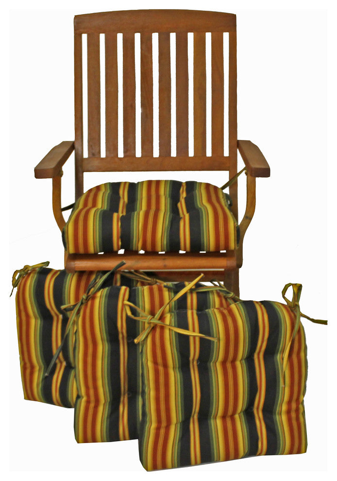 16" Spun Polyseter Square Tufted Chair Cushions, Set of 4, Lyndhurst Raven