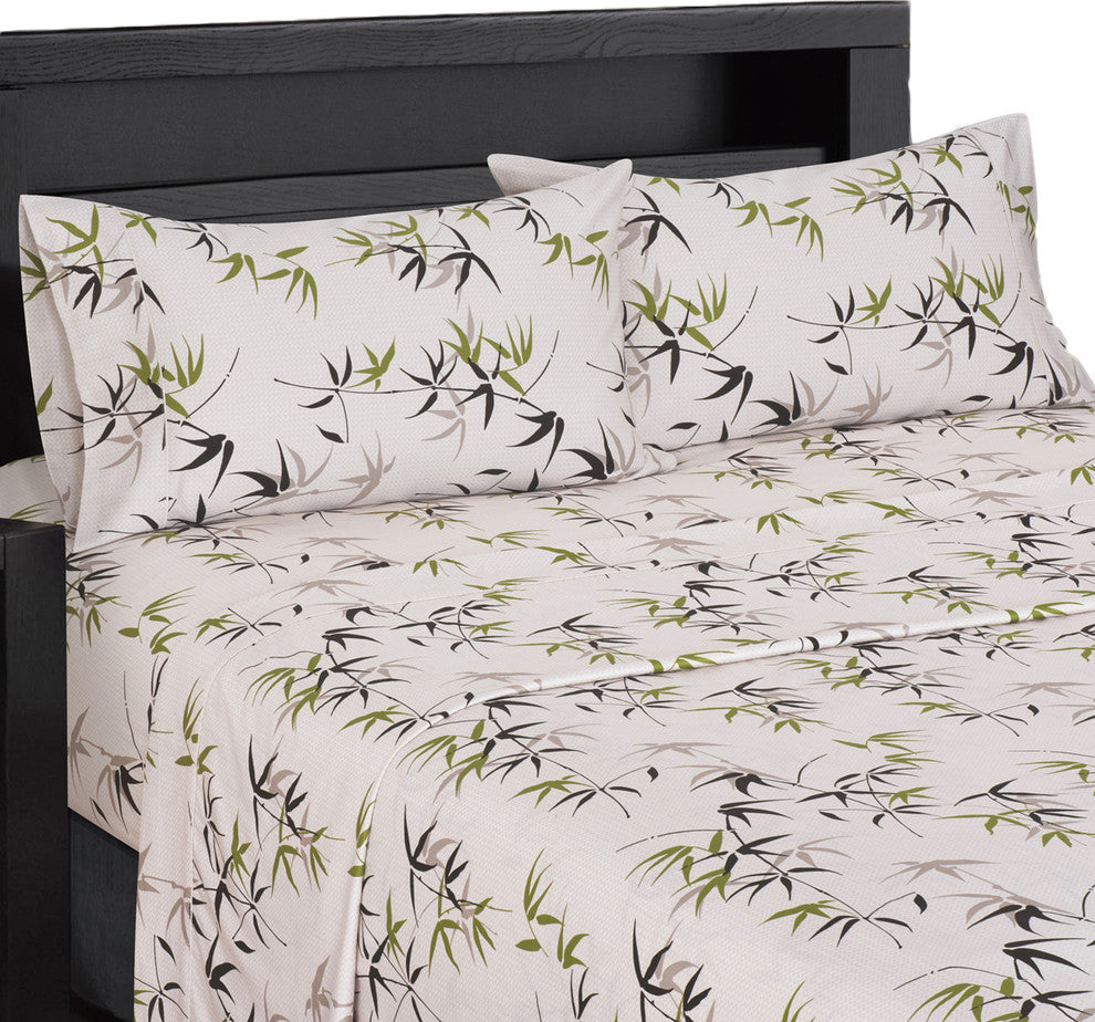 Fern Floral 100% Cotton Weave Bed Sheet Set, Full