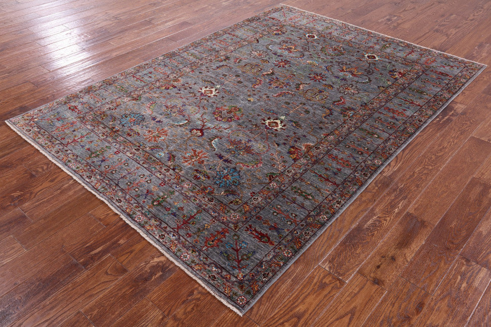 5' 8" X 8' 0" Handmade Persian Tabriz Wool Rug Q9843