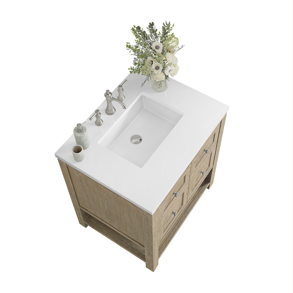 Breckenridge 30" Single Vanity, Oak, 3 CM White Zeus Top