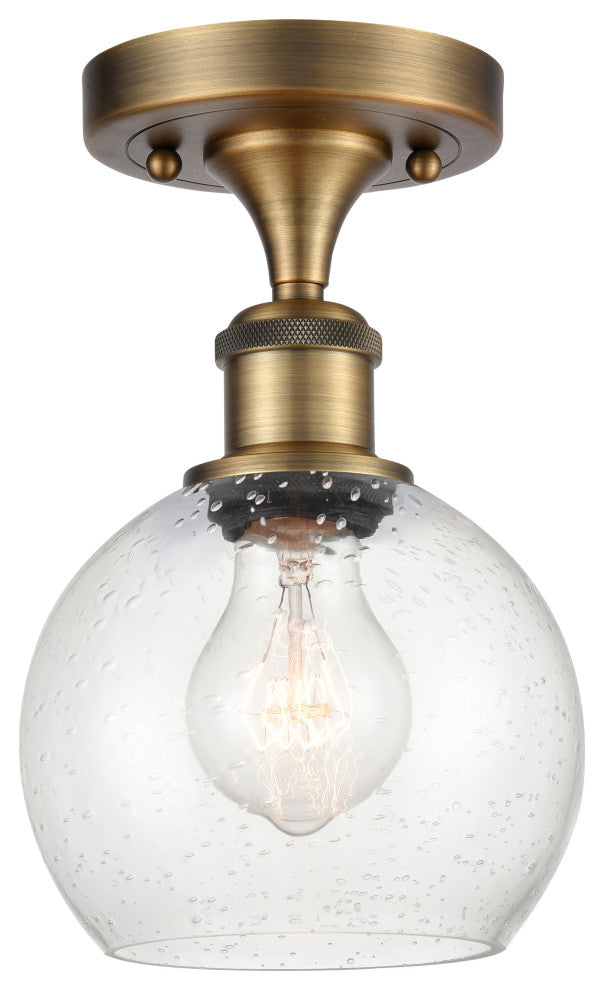 Innovations 516-1C-BB-G124-6 1 Light 6" Semi-Flush Mount, Brushed Brass