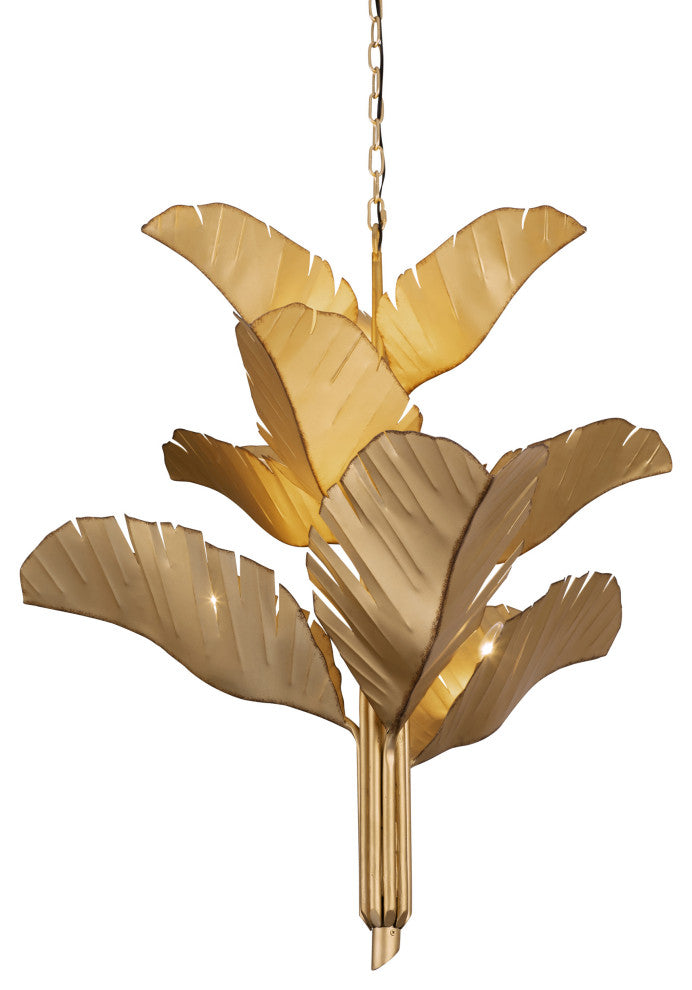 Banana Leaf 9-Lt Chandelier - Gold