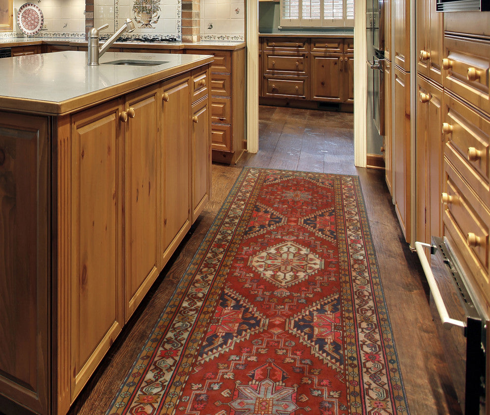 Fine Vintage Distressed Nazafari Rust/Beige Runner, 3'8x10'10