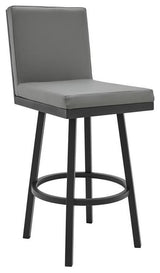 Armen Living Rochester 26" Modern Faux Leather Swivel Counter Stool in Gray