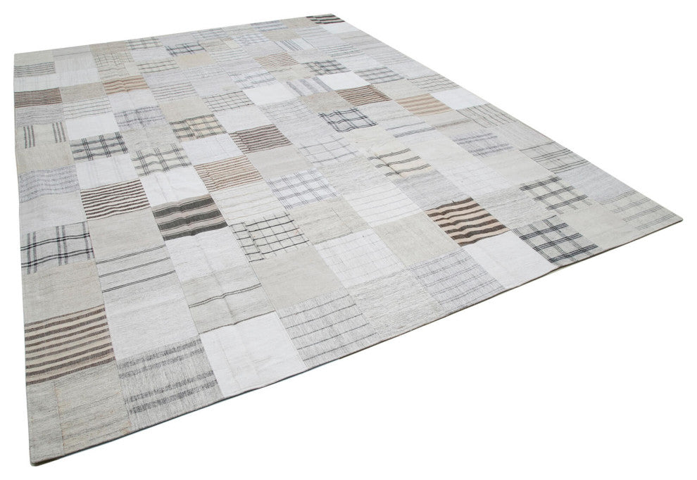 Rug N Carpet - Handmade Oriental 9' 11'' x 13' 1'' Rustic Patchwork Kilim Rug