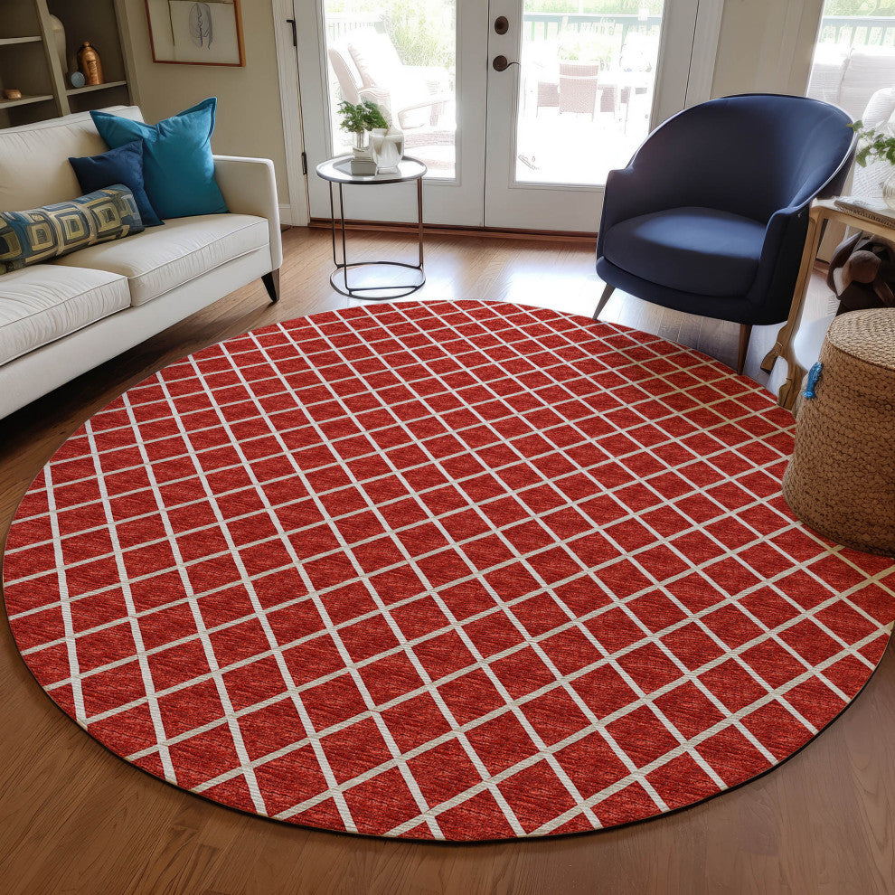 Indoor/Outdoor York YO1 Red Machine Washable 10' x 10' Rug