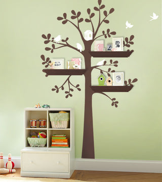 Shelving Tree Wall Decal, Color Scheme C, 55"x94"