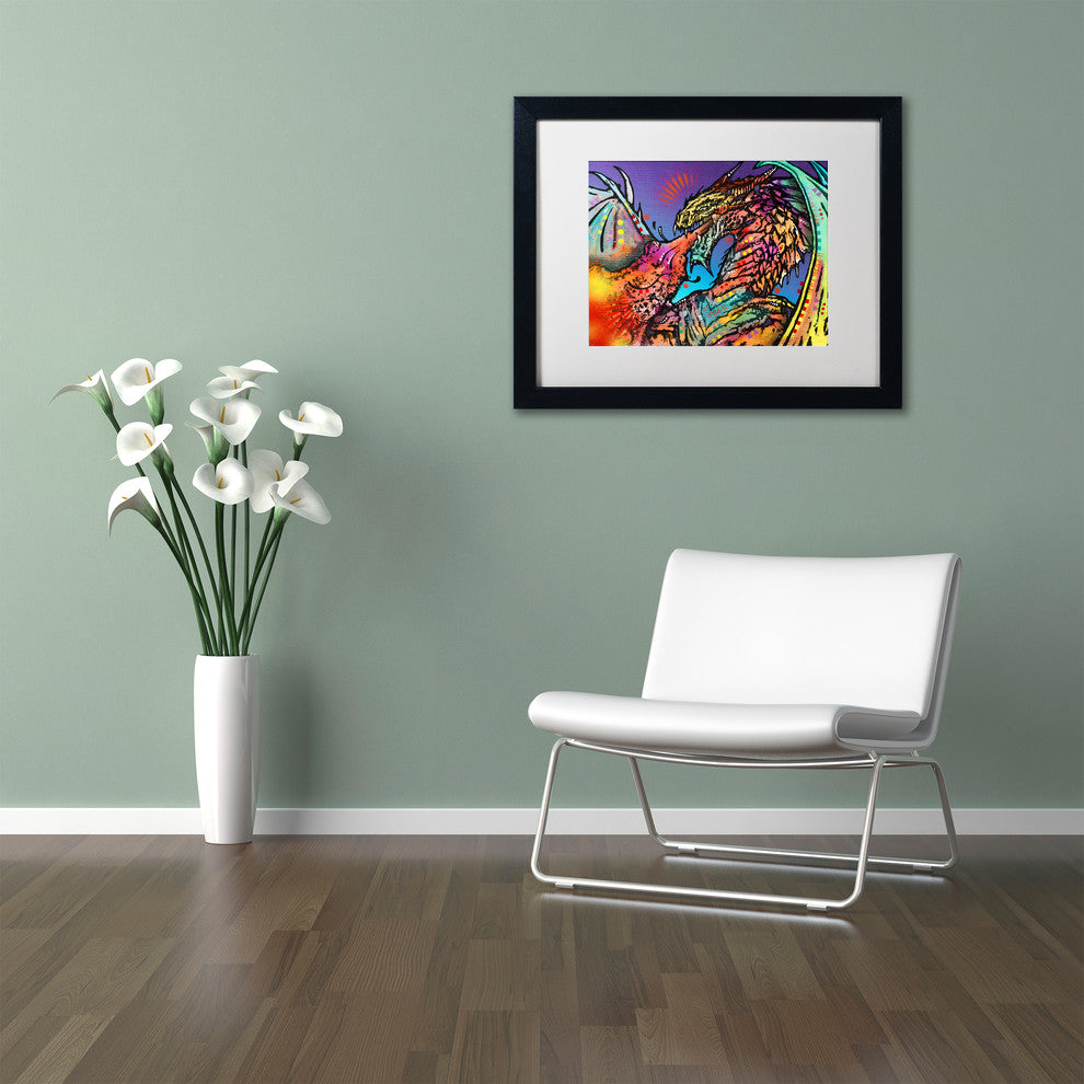 Dean Russo 'Dragon' Art, Black Frame, White Mat, 20x16