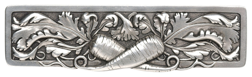 Leafy Carrot Pull Antique Brass, Brilliant Pewter