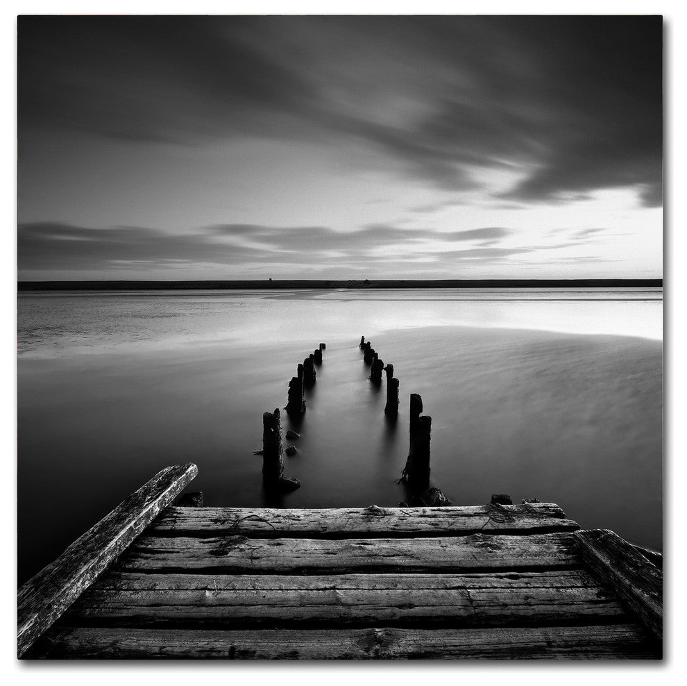 Rob Cherry 'Dorset Jetty' Canvas Art, 35"x35"