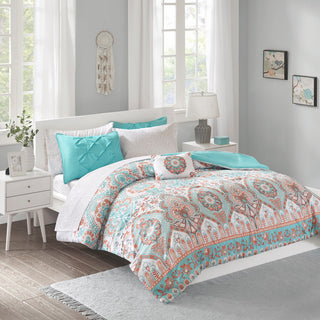 Intelligent Design Vinnie Boho Comforter Set With Bed Sheets, Aqua