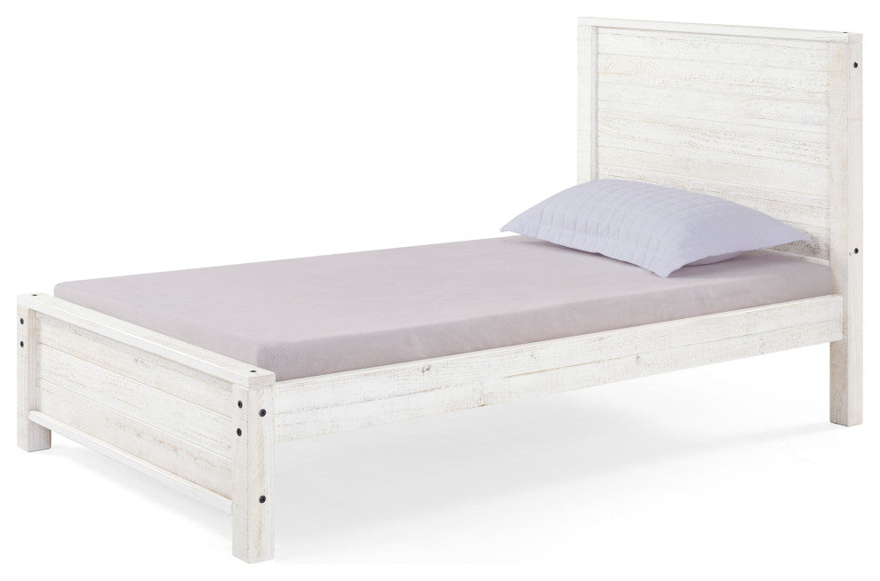 Panel Twin Bed, White