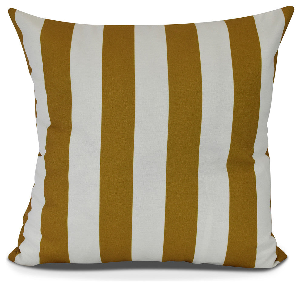 Rugby Stripe, Stripe Print Outdoor Pillow, Yellow, 20" x 20"
