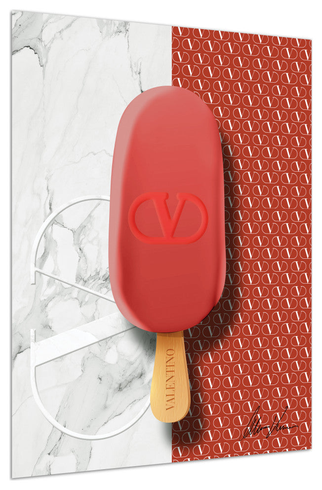 "Valentino Glamour" Frameless Floating Tempered Glass Panel Graphic Wall Art