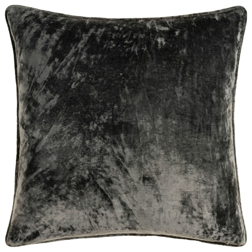 Surya Velvet Mood Charcoal Pillow Shell With Polyester Insert 20"H X 20"W