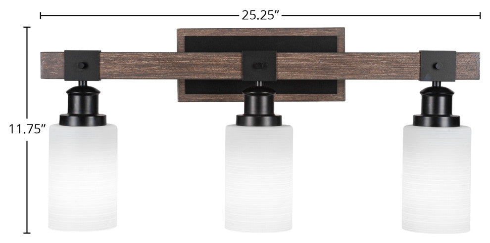 Tacoma 3-Light Bath Bar, White Matrix