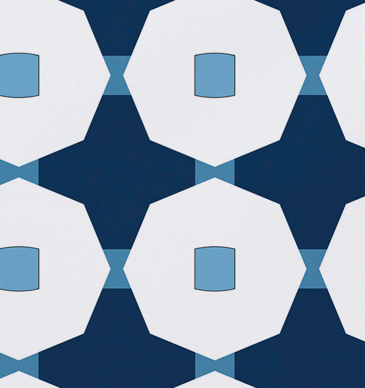 Button Up, Geometric Print Placemat, Blue (Set of 4), 18 x 14"