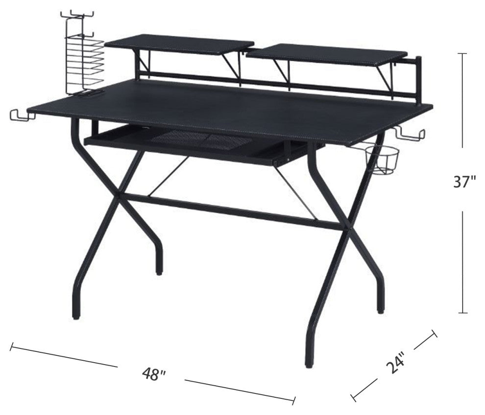 Metal Computer Desk With 2 Monitors, Black