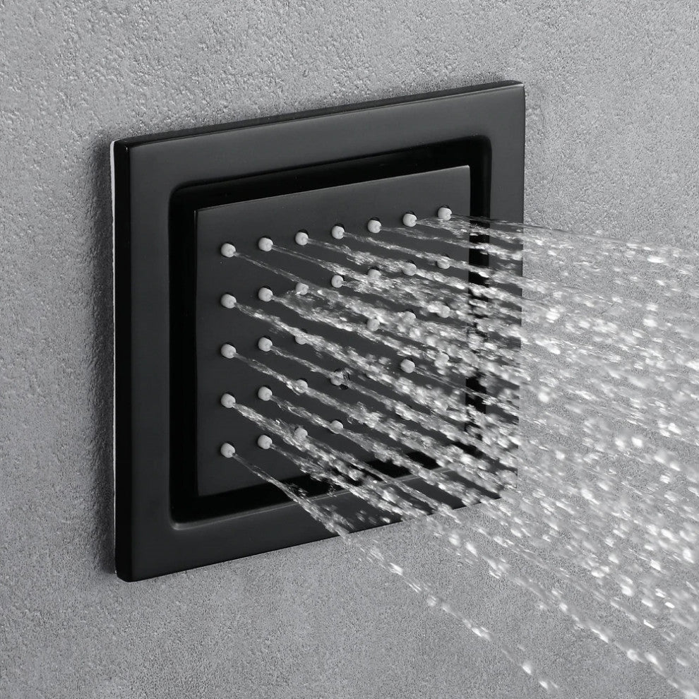 LED Shower System & 6 Jetted Body Sprays, Matte Black B - Phone Control Light
