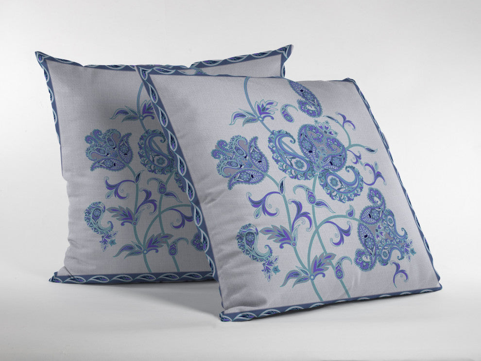 18 Blue White Wildflower Suede Throw Pillow