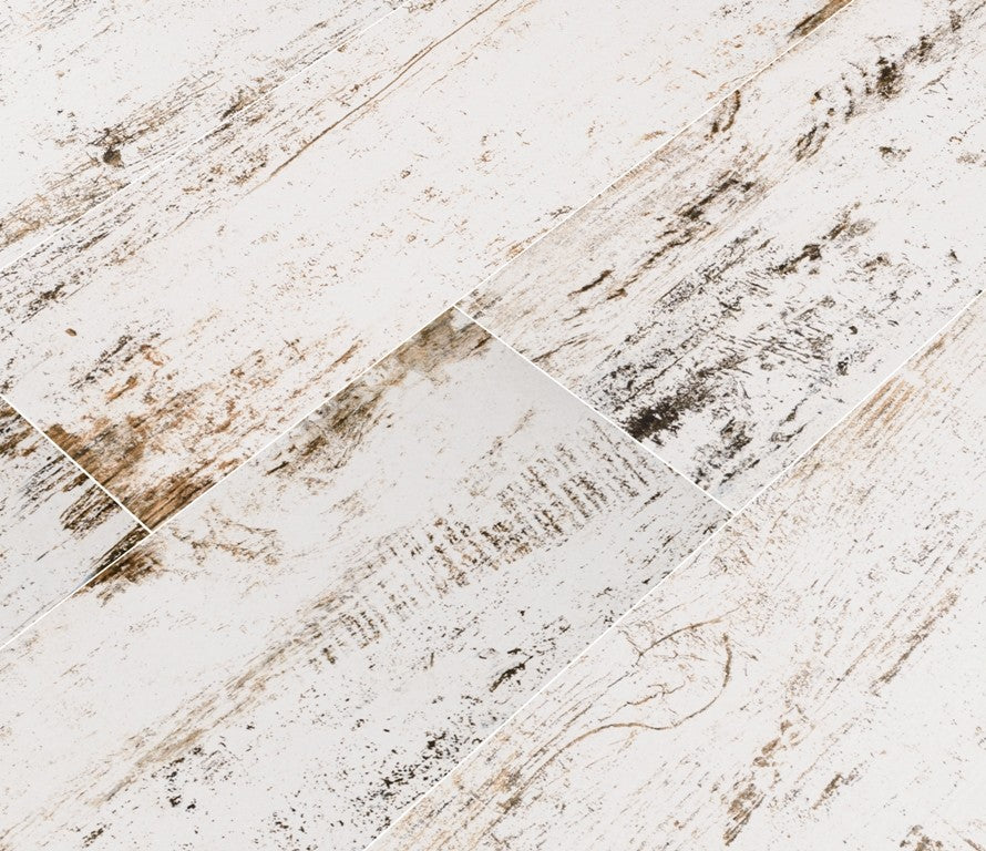 Vintage White Matte Porcelain Tile, Large, 8"x36" Tiles, Set of 84