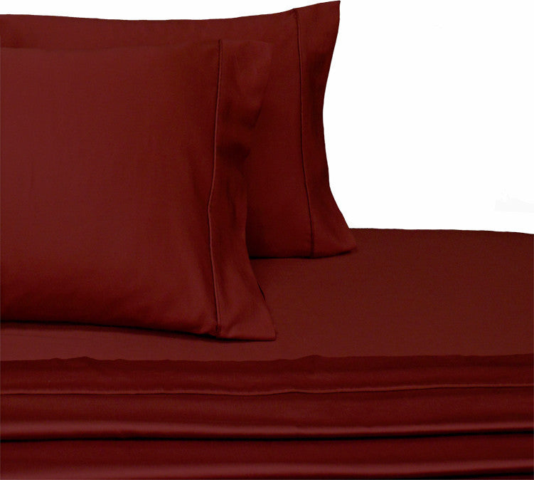 600 TC 22" Deep Pocket Cotton Sheet Set, Burgundy, King
