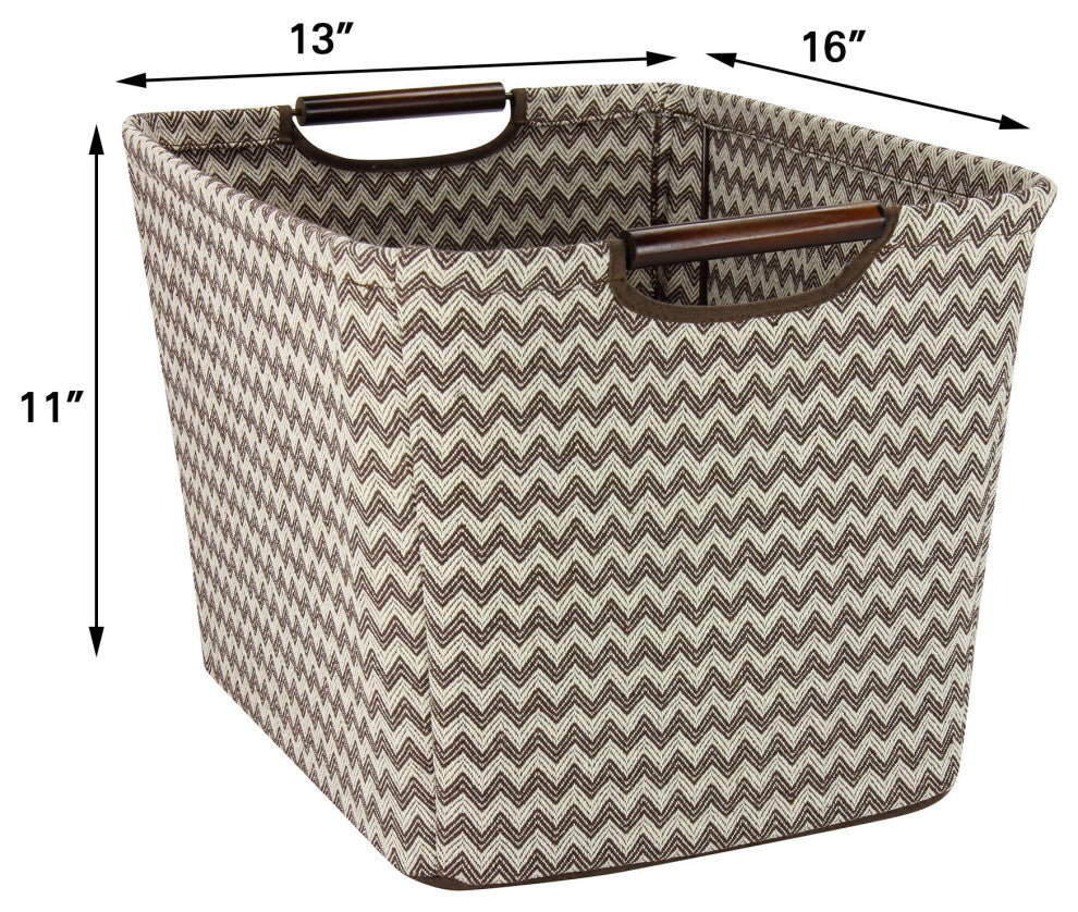 Medium Tapered Storage Bin With Wood Handles
