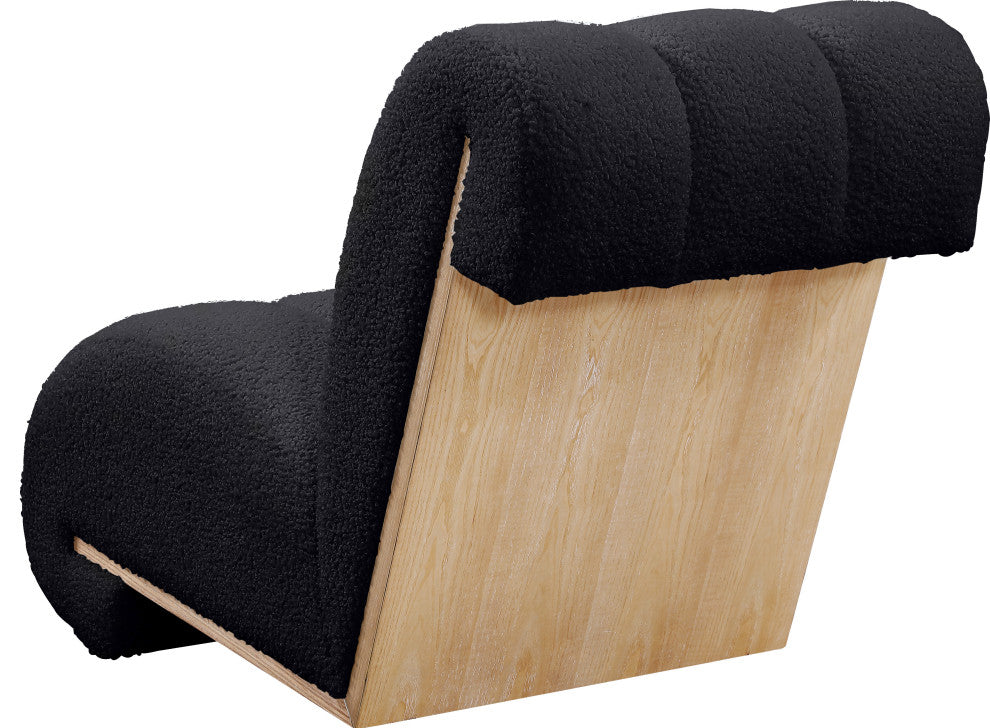 Swoon Faux Sheepskin Upholstered Accent Chair, Black, White Oak Veneer