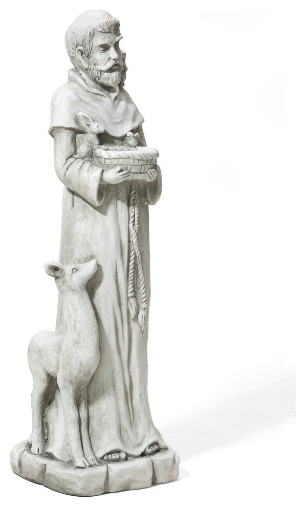 36.25" MGO St. Francis Garden Statue Feeds Animals