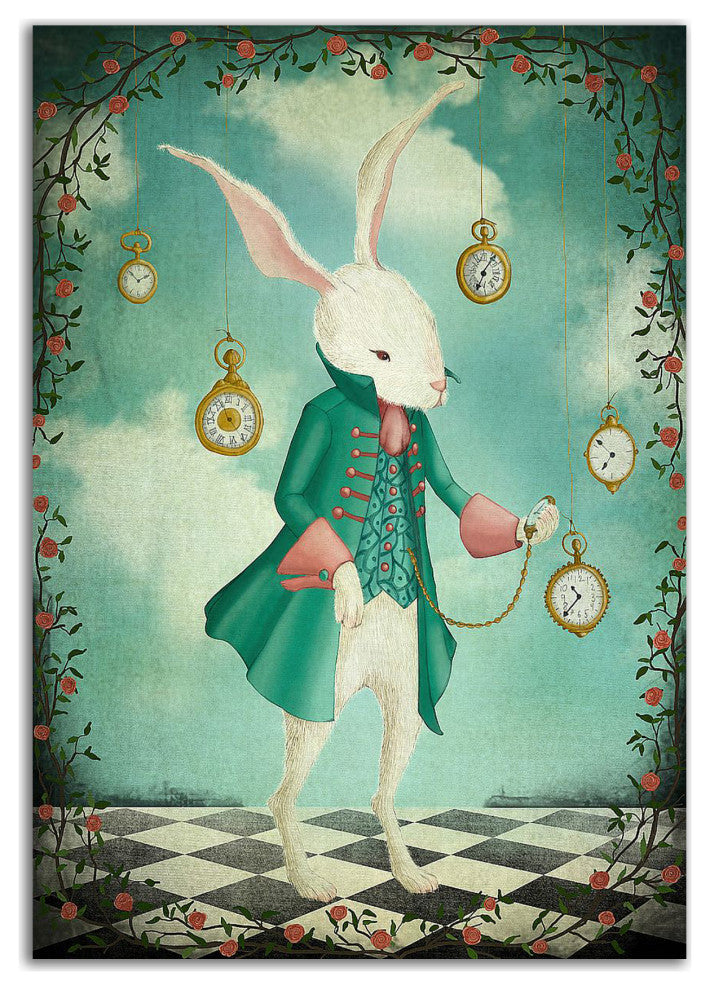 "The White Rabbit" by Maja Lindberg, Print on Canvas, 21"x30"
