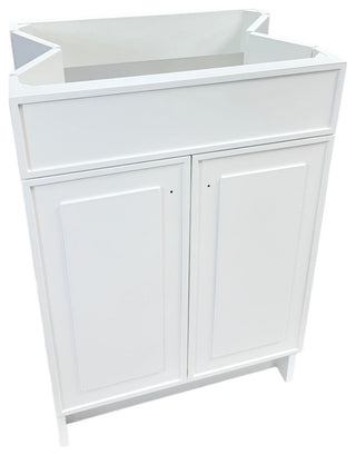 SmartFold 31" Single Sink Vanity, White With White Ceramic Top, Brushed Gold