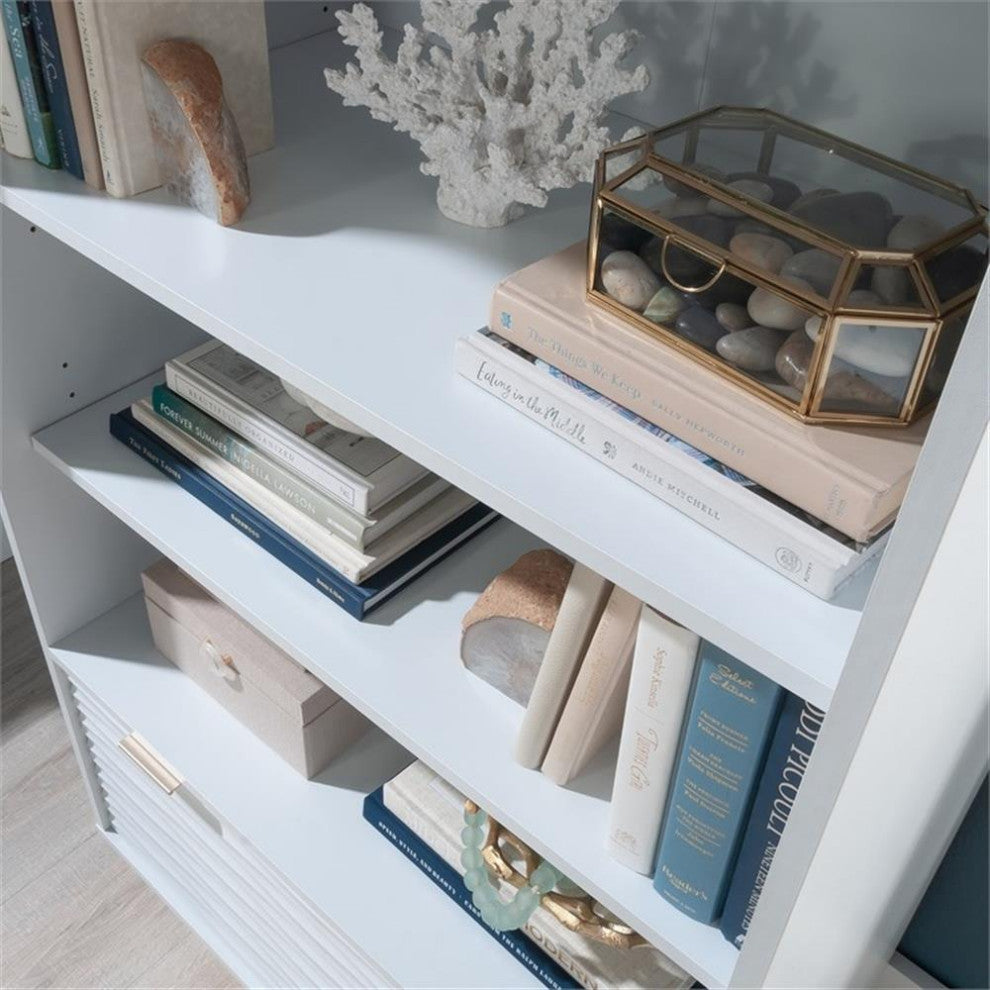Sauder Morgan Main Contemporary Engineered Wood Bookcase with Drawer in White