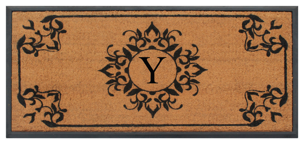 A1HC Hand-Crafted 24"x48" Rubber Coir Double/Single Monogrammed, Y
