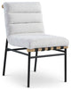 Burke Upholstered Dining Chair (Set of 2), Cream, Boucle Fabric, White Oak Veneer Metal Dowel
