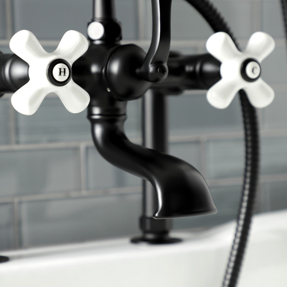 AE111T0 Deck Mount Clawfoot Tub Faucet, Matte Black