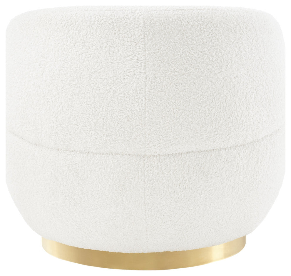 Inspired Home Shaniyah Accent Chair, Swivel, White/Gold Sherpa