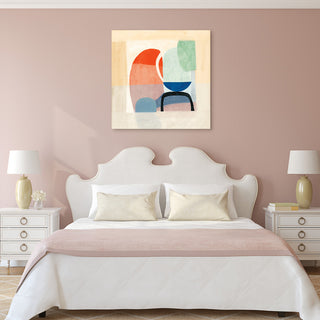 "Multiform II" Abstract Wall Art on Frameless Free Floating Tempered Glass
