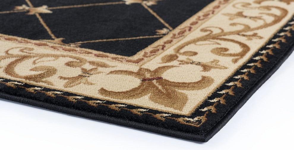 Orleans Traditional Border Area Rug, Black, 2'x3'