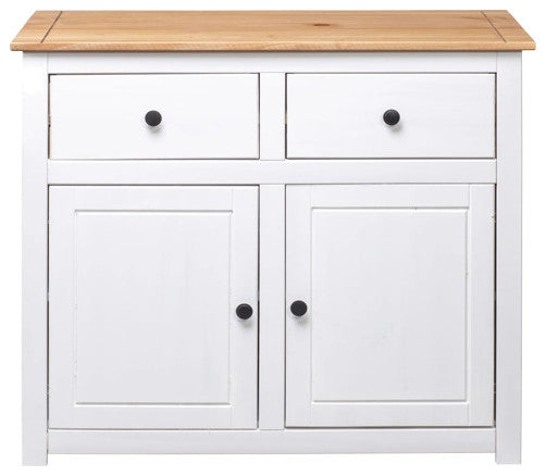 vidaXL Sideboard 2-Drawer Cupboard Sideboard Buffet Cabinet White Solid Pinewood