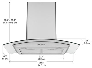 Ancona 30" Convertible Wall Mount Glass Canopy Range Hood