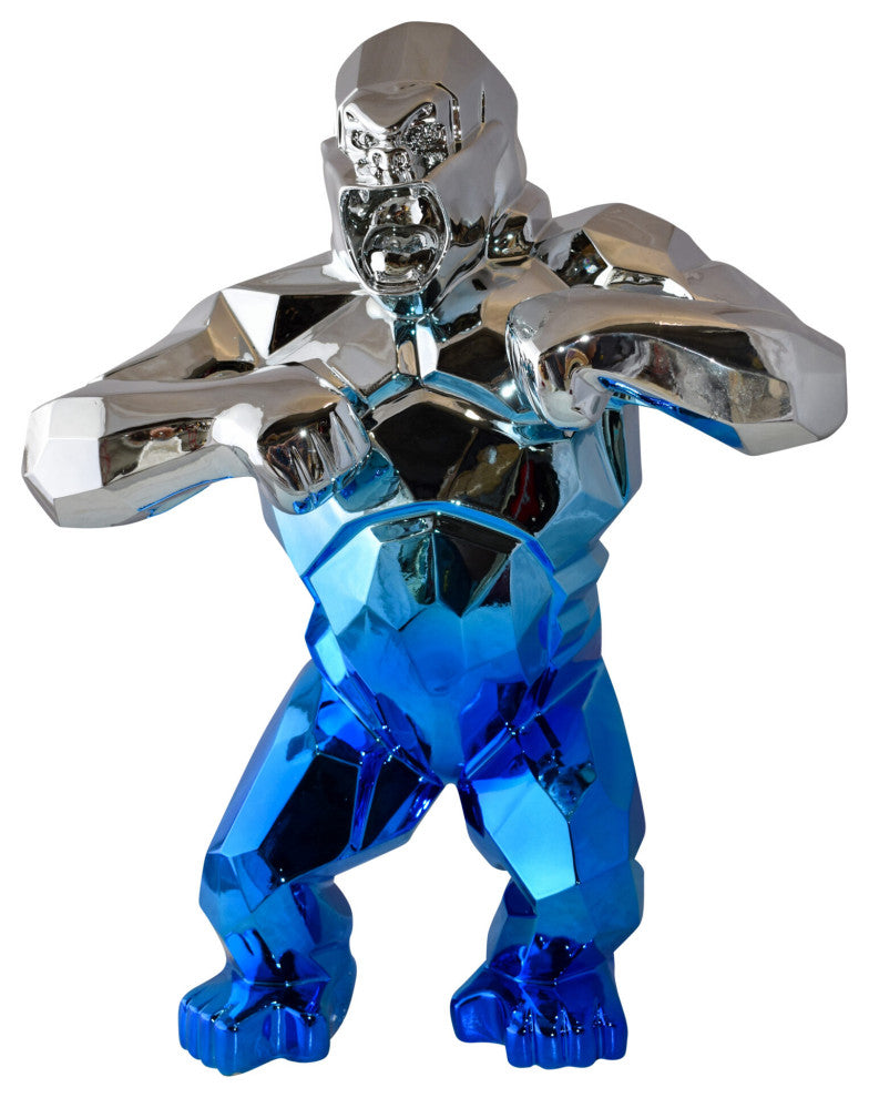 Textile Blue and Silver King Kong Statue  Size: 18" x 9" x 23"H