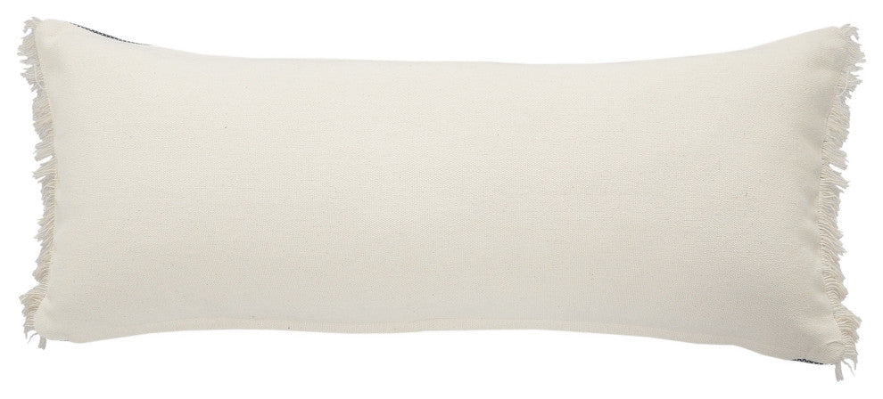 Atlantis Black and Taupe Throw Pillow with Jute Braiding and Fringe, 14" X 36"