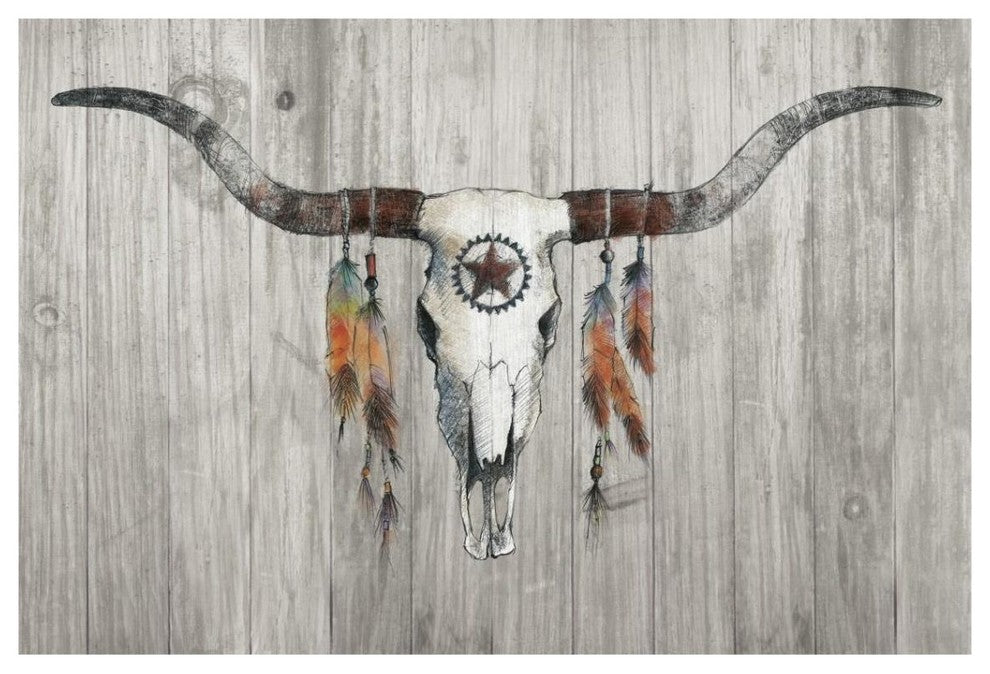 "Longhorn on Wood" Digital Paper Print by Avery Tillmon, 38"x26"